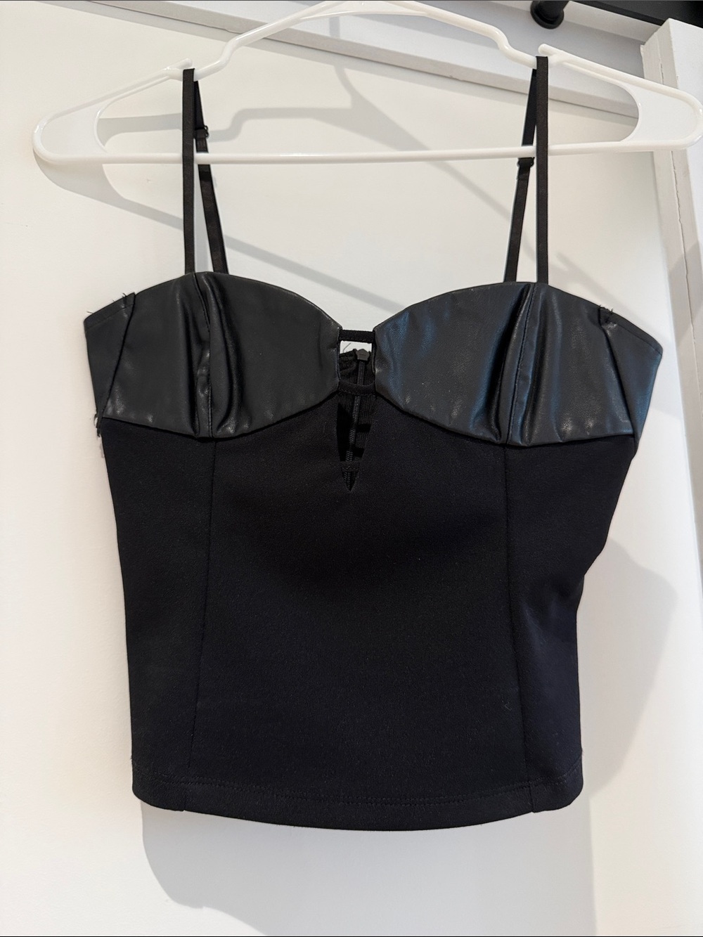 Zara Black Faux-Leather Bustier Camisole